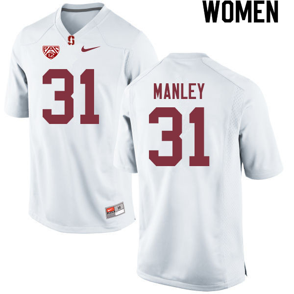 Women #31 Zahran Manley Stanford Cardinal College Football Jerseys Sale-White - Click Image to Close